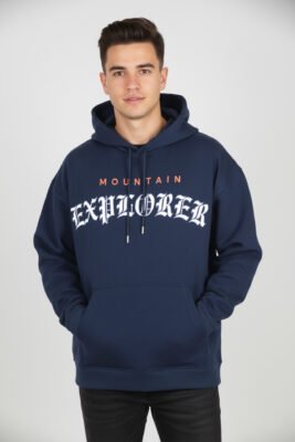 Navy Blue Oversized Drop Shoulder Heavyweight Hoodie
