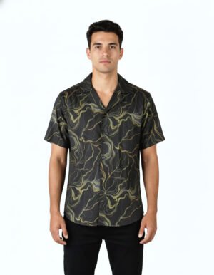 BAYA WEAVER Cuban Collar Shirt –Classic Black AOP