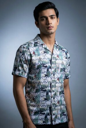 BAYA WEAVER Cuban Collar Shirt –Ultra-Vibrant AOP