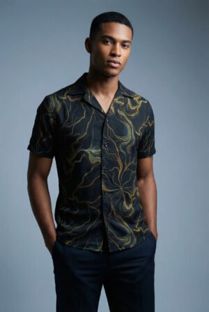 BAYA WEAVER Cuban Collar Shirt –Classic Black AOP