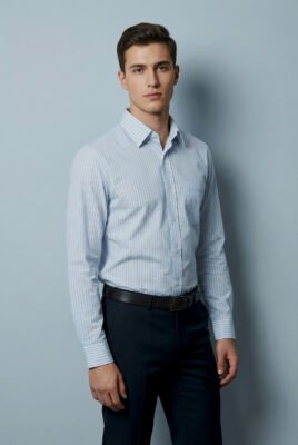 Men's Premium Light Navy step Formal Shirt