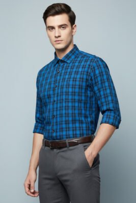 Men's Premium Royal Blue Check Formal Shirt