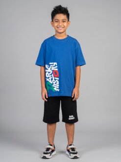 Boys' Oversized T-Shirt and Shorts Set - Royal Blue & Black