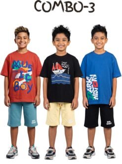 Boys Oversize T-Shirt & Shorts Special Combo Pack- 3 (Pack of 3)